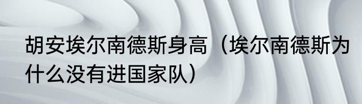 胡安埃尔南德斯身高（埃尔南德斯为什么没有进国家队）