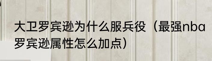 大卫罗宾逊为什么服兵役（最强nba罗宾逊属性怎么加点）