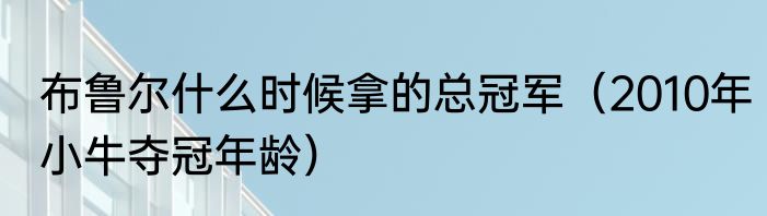 布鲁尔什么时候拿的总冠军（2010年小牛夺冠年龄）