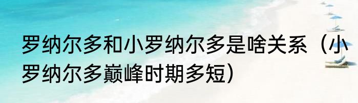 罗纳尔多和小罗纳尔多是啥关系（小罗纳尔多巅峰时期多短）