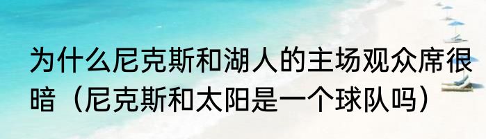 为什么尼克斯和湖人的主场观众席很暗（尼克斯和太阳是一个球队吗）