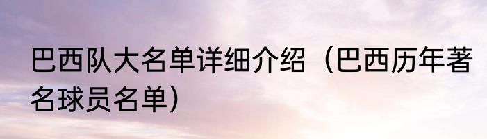 巴西队大名单详细介绍（巴西历年著名球员名单）