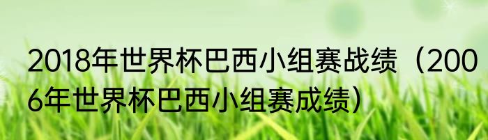 2018年世界杯巴西小组赛战绩（2006年世界杯巴西小组赛成绩）