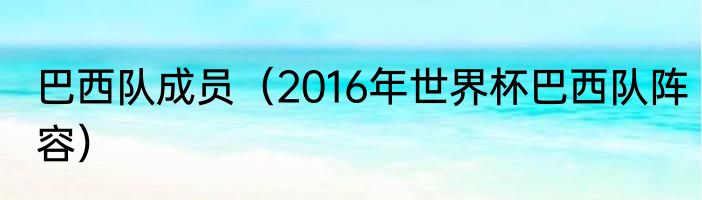 巴西队成员（2016年世界杯巴西队阵容）