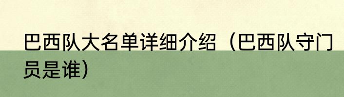 巴西队大名单详细介绍（巴西队守门员是谁）