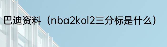 巴迪资料（nba2kol2三分标是什么）