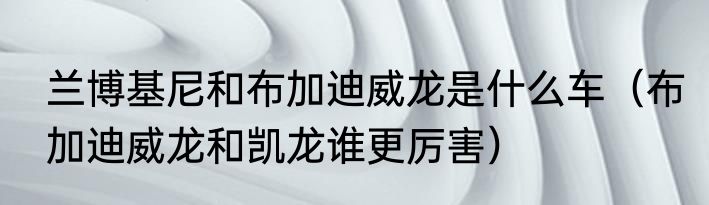 兰博基尼和布加迪威龙是什么车（布加迪威龙和凯龙谁更厉害）