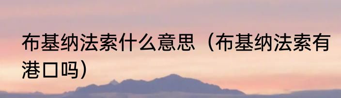 布基纳法索什么意思（布基纳法索有港口吗）