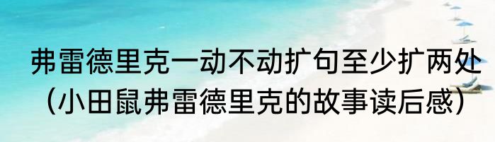 弗雷德里克一动不动扩句至少扩两处（小田鼠弗雷德里克的故事读后感）