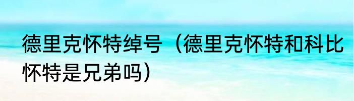 德里克怀特绰号（德里克怀特和科比怀特是兄弟吗）