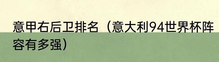 意甲右后卫排名（意大利94世界杯阵容有多强）
