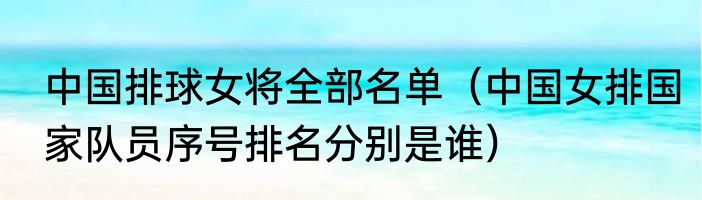 中国排球女将全部名单（中国女排国家队员序号排名分别是谁）