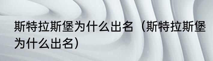 斯特拉斯堡为什么出名（斯特拉斯堡为什么出名）