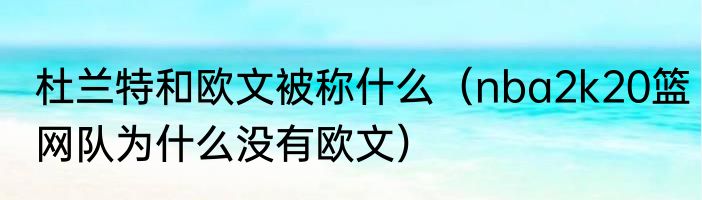 杜兰特和欧文被称什么（nba2k20篮网队为什么没有欧文）