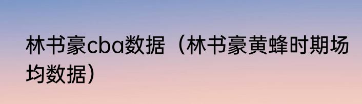 林书豪cba数据（林书豪黄蜂时期场均数据）