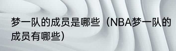 梦一队的成员是哪些（NBA梦一队的成员有哪些）