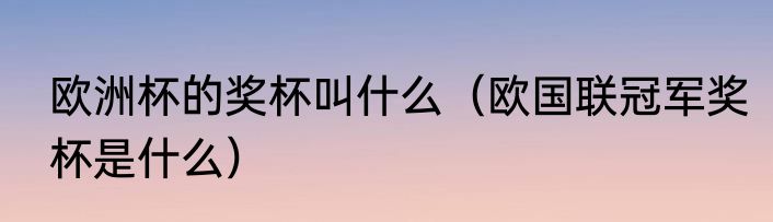 欧洲杯的奖杯叫什么（欧国联冠军奖杯是什么）