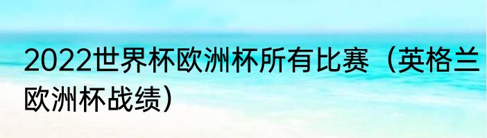 2022世界杯欧洲杯所有比赛（英格兰欧洲杯战绩）