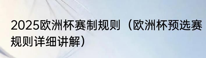 2025欧洲杯赛制规则（欧洲杯预选赛规则详细讲解）