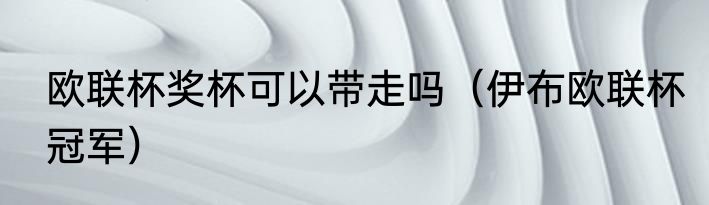 欧联杯奖杯可以带走吗（伊布欧联杯冠军）