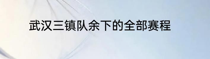 武汉三镇队余下的全部赛程