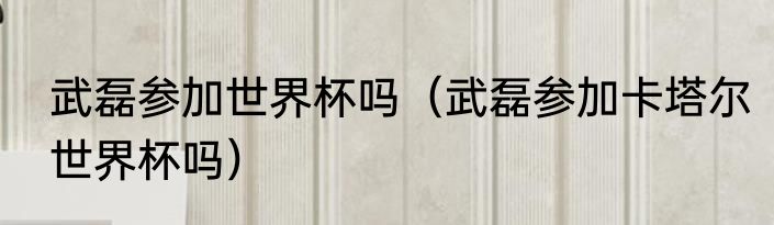 武磊参加世界杯吗（武磊参加卡塔尔世界杯吗）