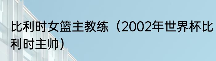 比利时女篮主教练（2002年世界杯比利时主帅）