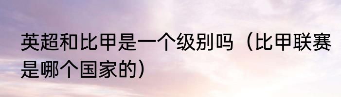 英超和比甲是一个级别吗（比甲联赛是哪个国家的）