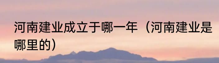 河南建业成立于哪一年（河南建业是哪里的）