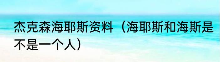 杰克森海耶斯资料（海耶斯和海斯是不是一个人）