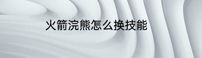 火箭浣熊怎么换技能