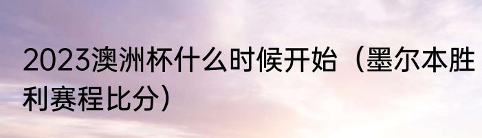 2023澳洲杯什么时候开始（墨尔本胜利赛程比分）