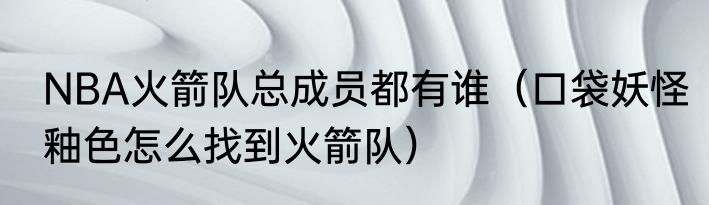 NBA火箭队总成员都有谁（口袋妖怪釉色怎么找到火箭队）