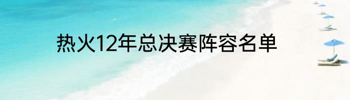 热火12年总决赛阵容名单