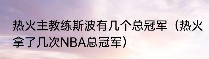 热火主教练斯波有几个总冠军（热火拿了几次NBA总冠军）
