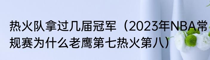 热火队拿过几届冠军（2023年NBA常规赛为什么老鹰第七热火第八）