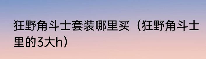 狂野角斗士套装哪里买（狂野角斗士里的3大h）
