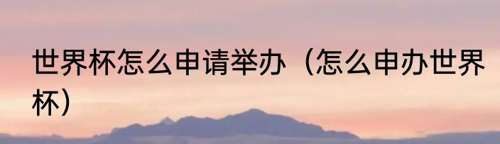世界杯怎么申请举办（怎么申办世界杯）