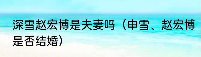 深雪赵宏博是夫妻吗（申雪、赵宏博是否结婚）