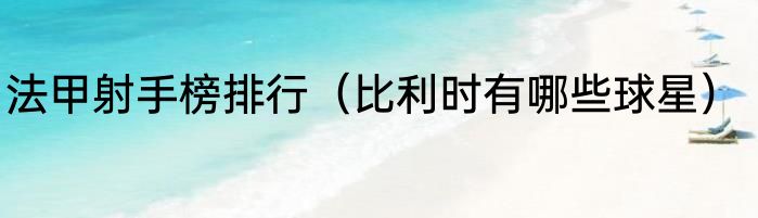 法甲射手榜排行（比利时有哪些球星）