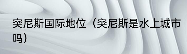 突尼斯国际地位（突尼斯是水上城市吗）