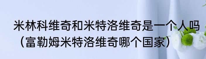 米林科维奇和米特洛维奇是一个人吗（富勒姆米特洛维奇哪个国家）