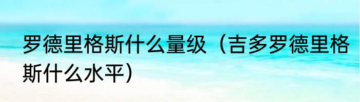 罗德里格斯什么量级（吉多罗德里格斯什么水平）