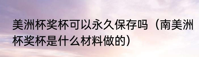 美洲杯奖杯可以永久保存吗（南美洲杯奖杯是什么材料做的）