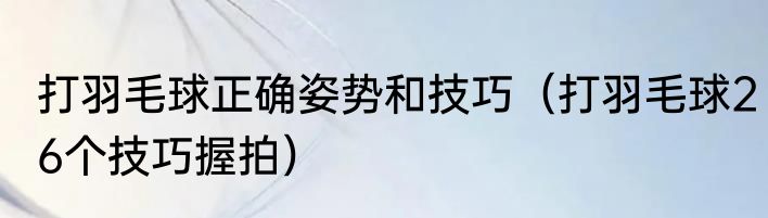 打羽毛球正确姿势和技巧（打羽毛球26个技巧握拍）