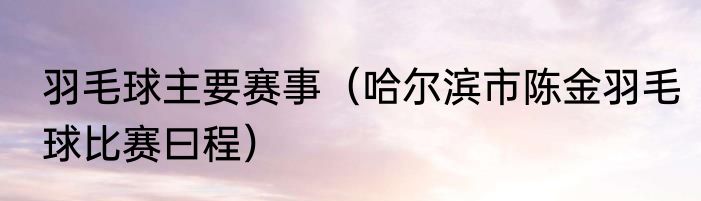羽毛球主要赛事（哈尔滨市陈金羽毛球比赛曰程）