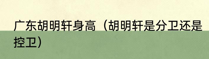 广东胡明轩身高（胡明轩是分卫还是控卫）