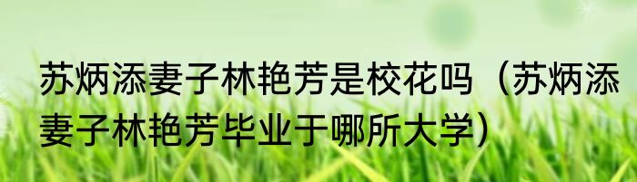 苏炳添妻子林艳芳是校花吗（苏炳添妻子林艳芳毕业于哪所大学）