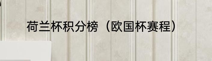 荷兰杯积分榜（欧国杯赛程）