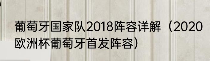 葡萄牙国家队2018阵容详解（2020欧洲杯葡萄牙首发阵容）